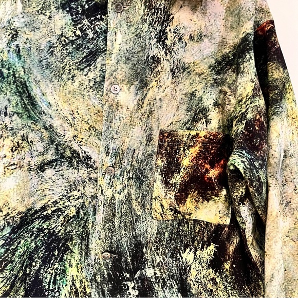 Y’S 100% wool new but no tag shirt with abstract nature pattern. unisex XL , 2 - Picture 6 of 9